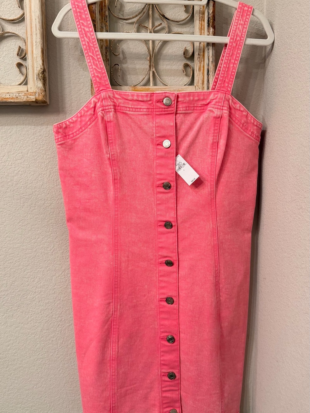 Gap French Pink Denim Mini Dress Size L NWT